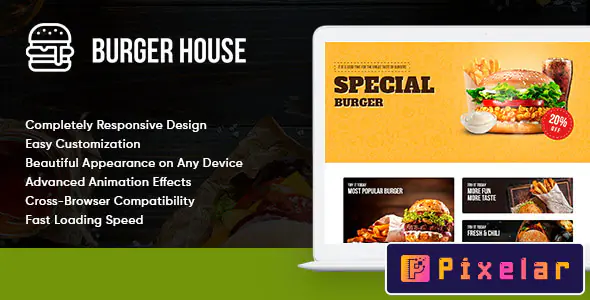 Burger House - Plantilla HTML de una página para restaurantes y restaurantes de comida rápida