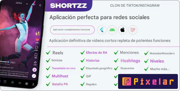 Shortzz - Plataforma de Videos Cortos con Streaming en Vivo (Clon de TikTok con Flutter & Laravel)