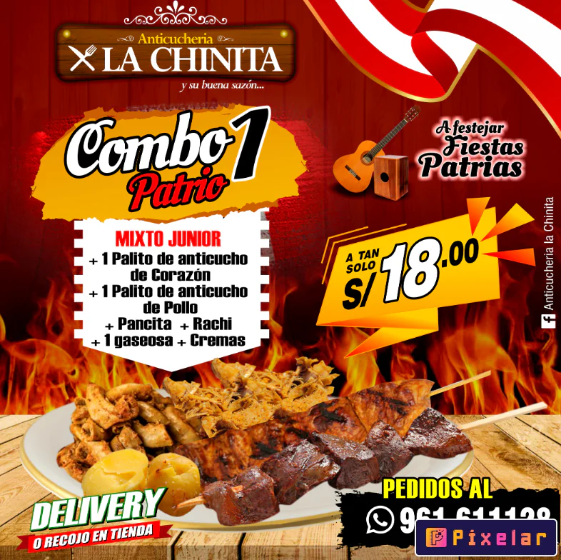 Plantilla Editable de Combo Promocional - Anticuchos Mixtos