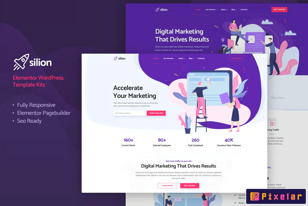 Silion - Kit de Plantillas Elementor Pro para Agencias de Marketing Digital y SEO (by Nunforest)