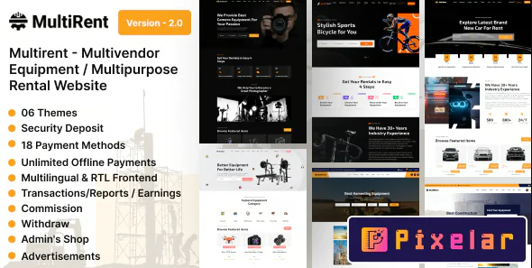 Multirent - Sitio web de alquiler de equipos multivendedor y multipropósito