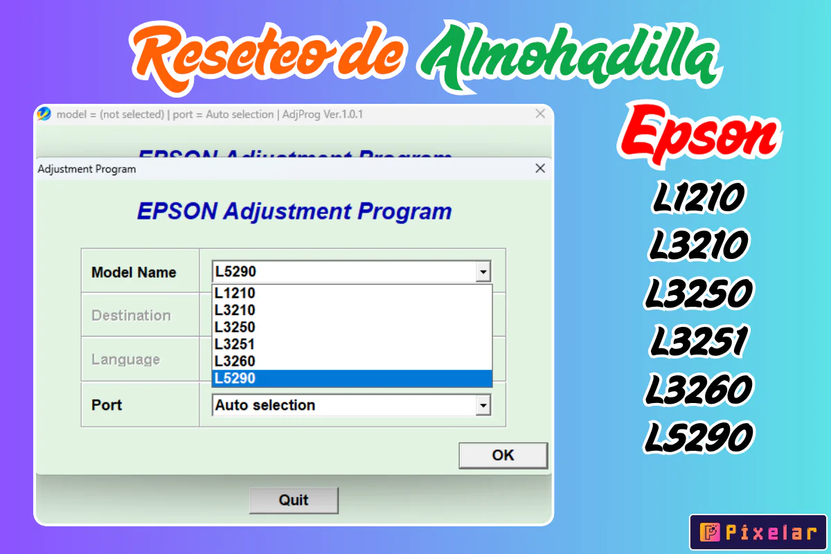 Reset Almohadilla Epson - (Serie L1210/L3210/L3250/L3251/L3260/L5290)