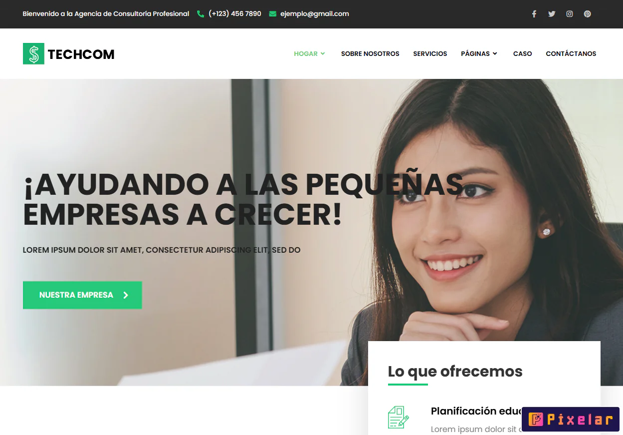 Techcom - Kit de Plantillas Elementor para Consultoría de Inversiones, Finanzas y Gestión Patrimonia