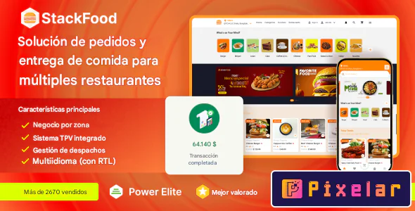 StackFood Multi Restaurant - Aplicación de entrega de alimentos con Admin y Panel de Restaurante