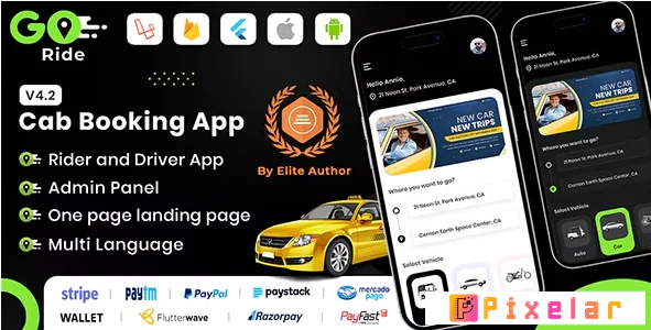 GORIDE | Clon de InDriver | Flutter Solución completa de reserva de taxis con opción de oferta