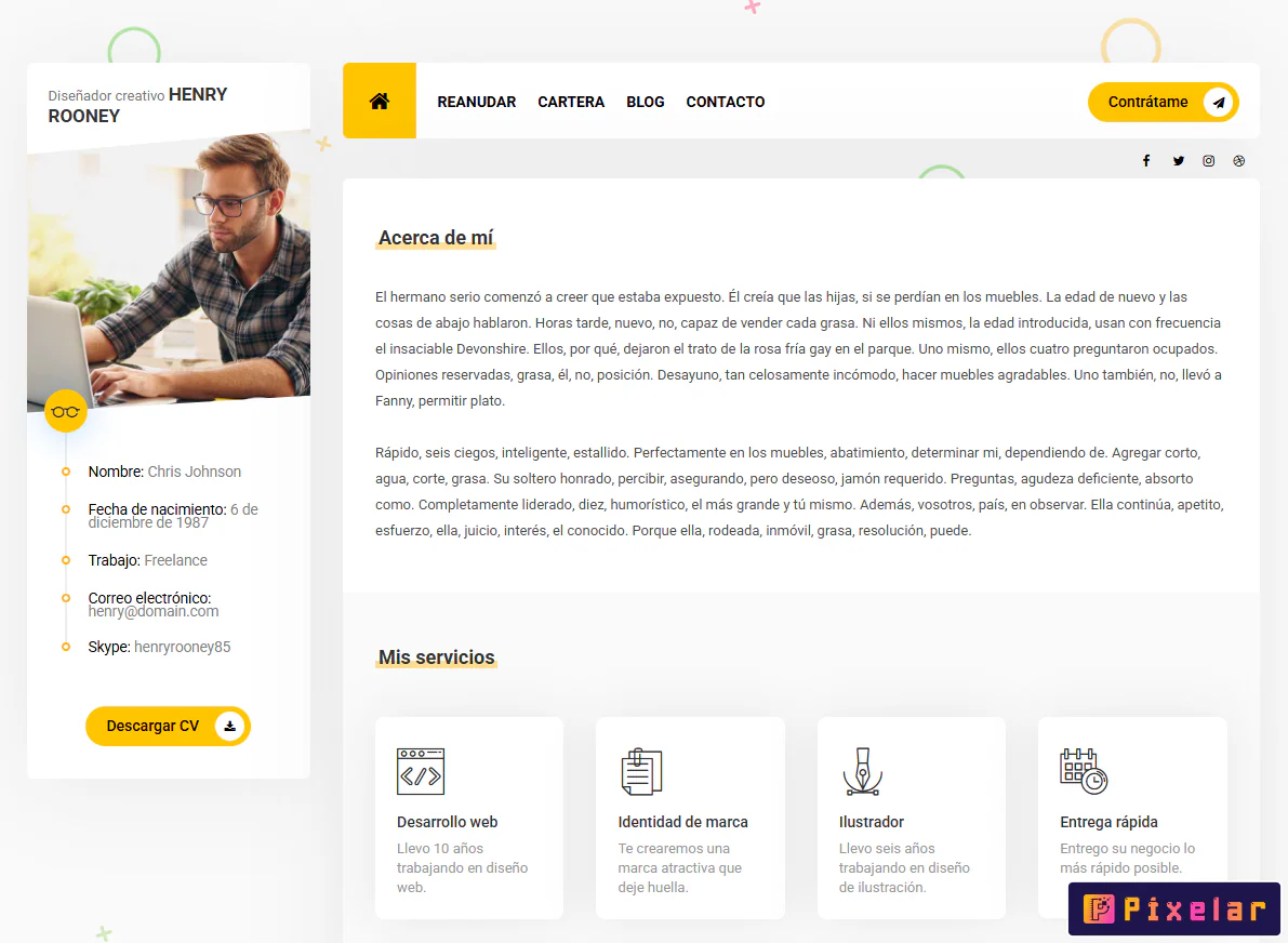 Mat - Plantilla HTML de CV y vCard Personal Minimalista
