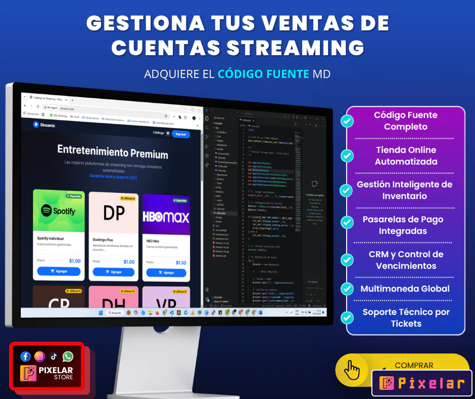Streamix - Código Fuente Profesional para Gestión de Cuentas Streaming