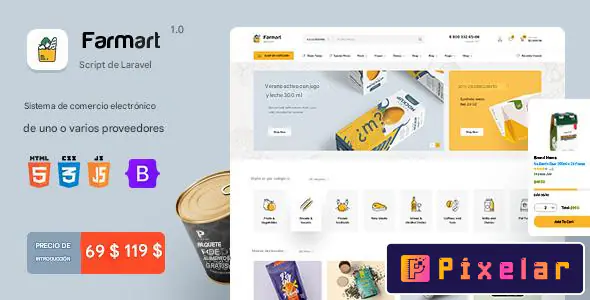 Farmart - Sistema eCommerce en Laravel para Agricultura y Productos Frescos (Single/Multivendor)