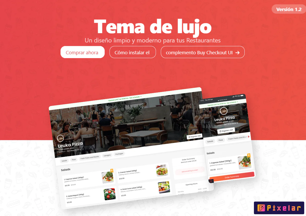 Luxe Theme - Plantilla Premium para Plugins FoodTiger, QRMenu y WhatsAppFood