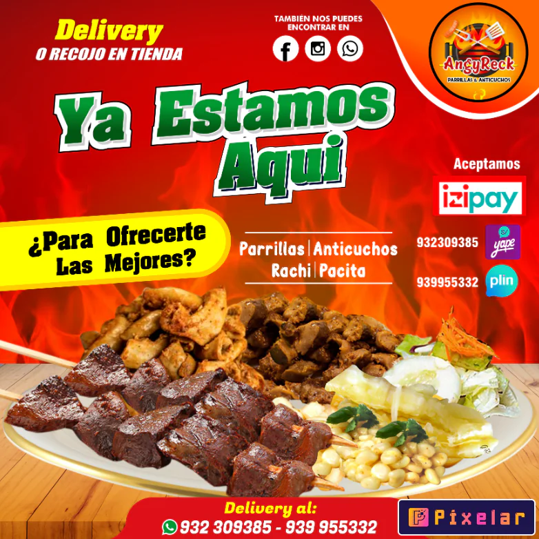 Plantilla editable de Parrillas y Anticuches